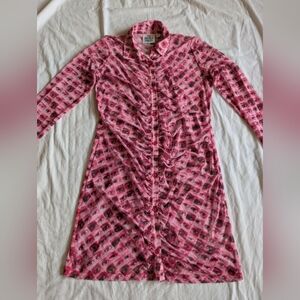 Ragged Priest Experimenter Rushed Sheer Button Mini Dress/Coverup Size 16 Eyes